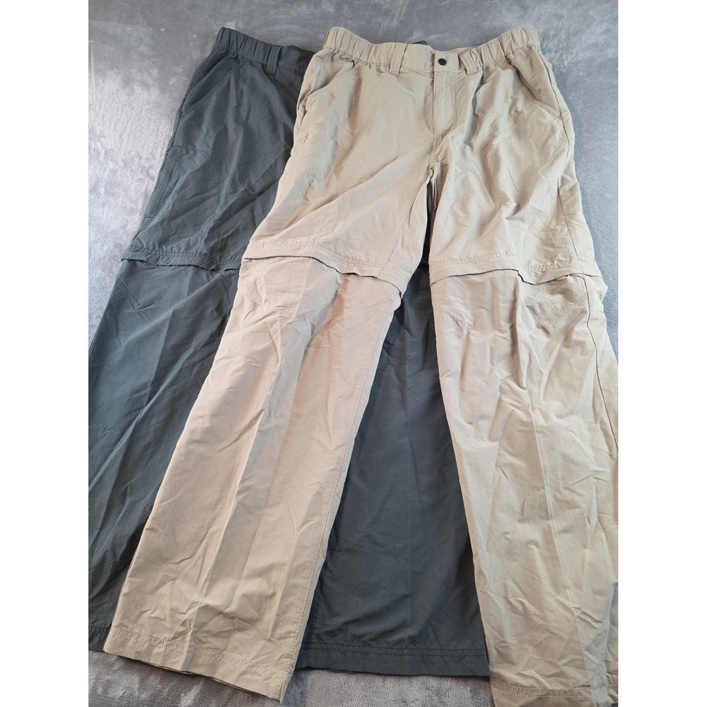 KOPPEN Convertible Pants 2 Pair Men's Size L MSR 34x32 1 Khaki 1 Grey Hiking...